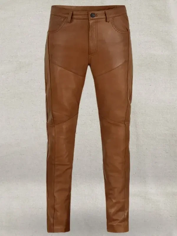 Men’s Brown Faux leather Pant