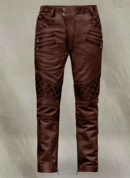 Men’s Outlaw Burnt Maroon Leather Pant