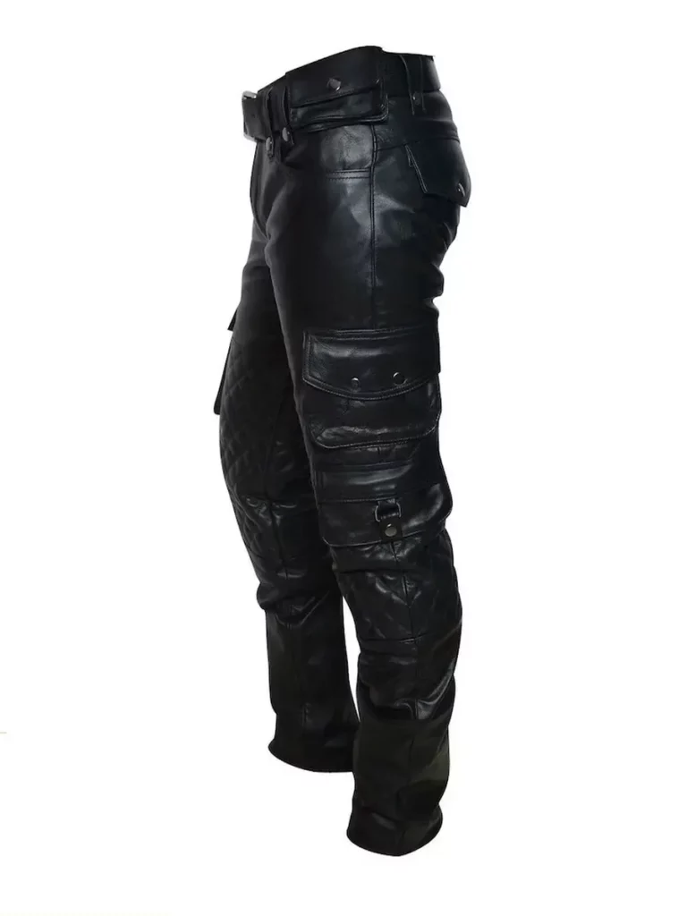 Mens Real Leather Black Pant