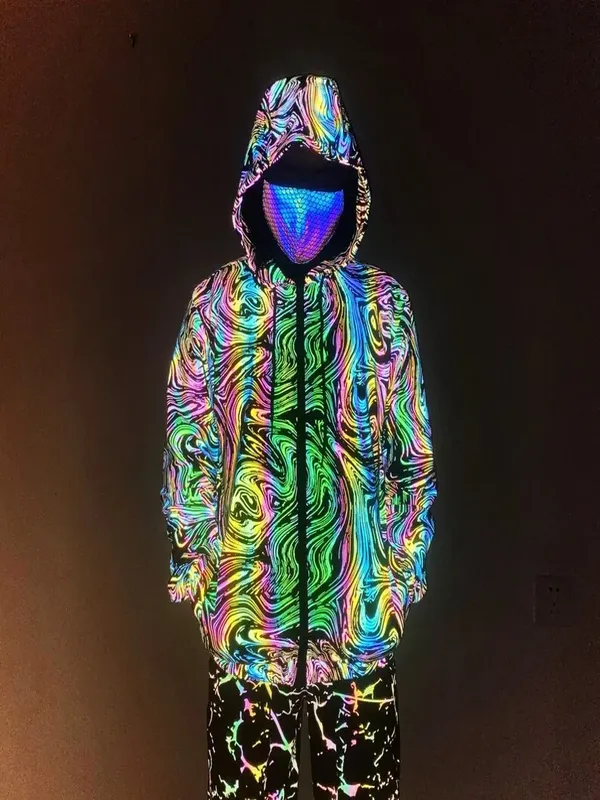 Men's Reflective Swirl Stretch Breathable Hoodie