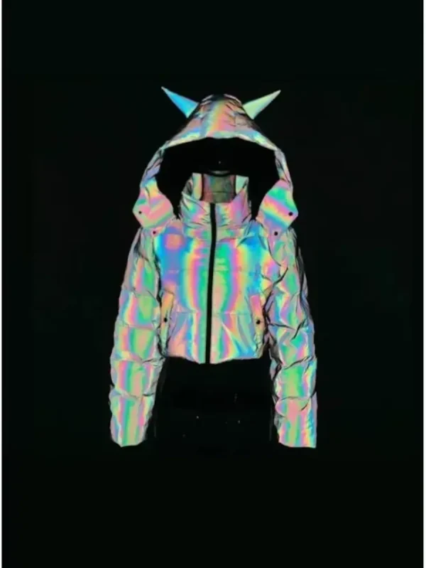 Rainbow Reflective Hooded Devil Festival Jacket