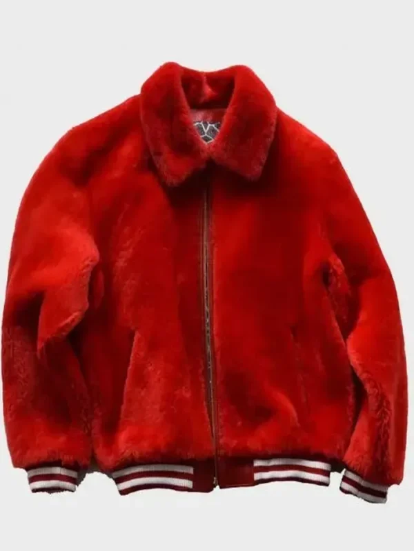 Red Fur Sheep Bomber Jacket