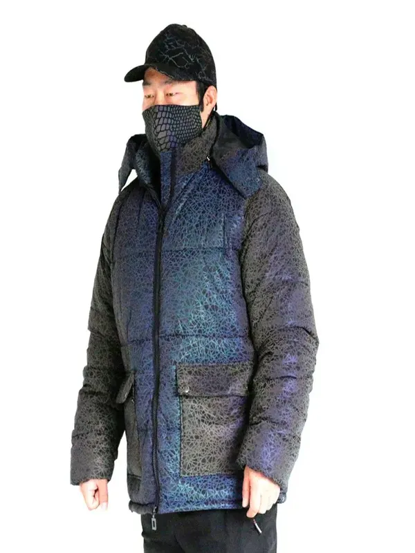 Reflective Rainbow Bird's Nest Pattern Winter Jacket