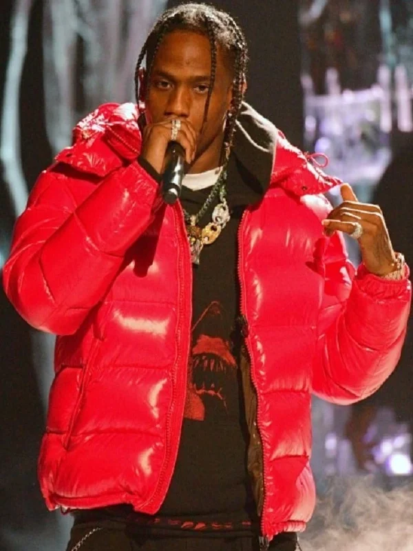 Travis Scott Red Puffer Jacket with Hood