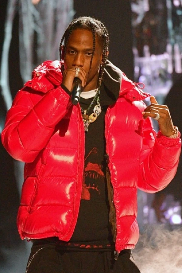 Travis Scott Red Puffer Jacket with Hood