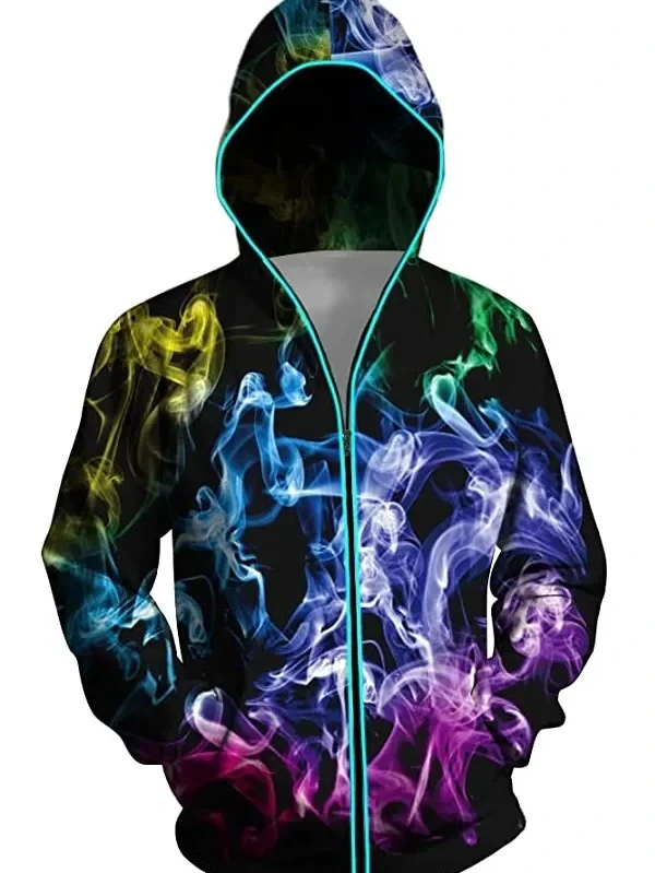 3D Glow Smoky Pattern Hoodie