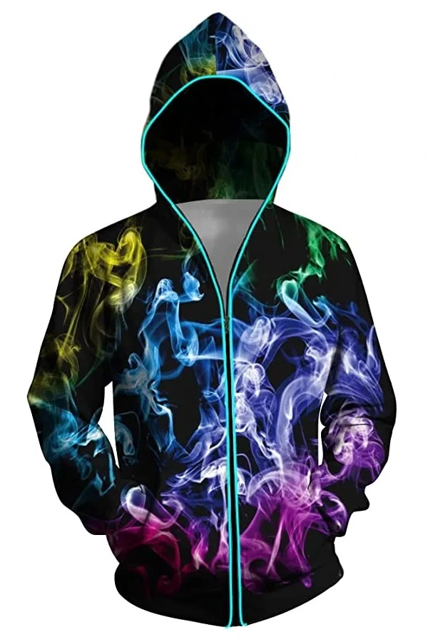 3D Glow Smoky Pattern Hoodie