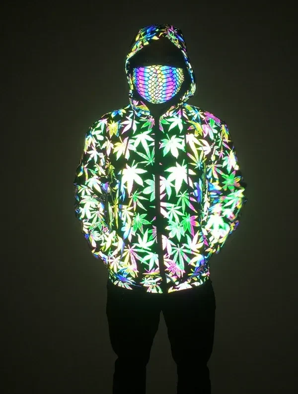 Holographic Reflective Leaf Pattern Jacket