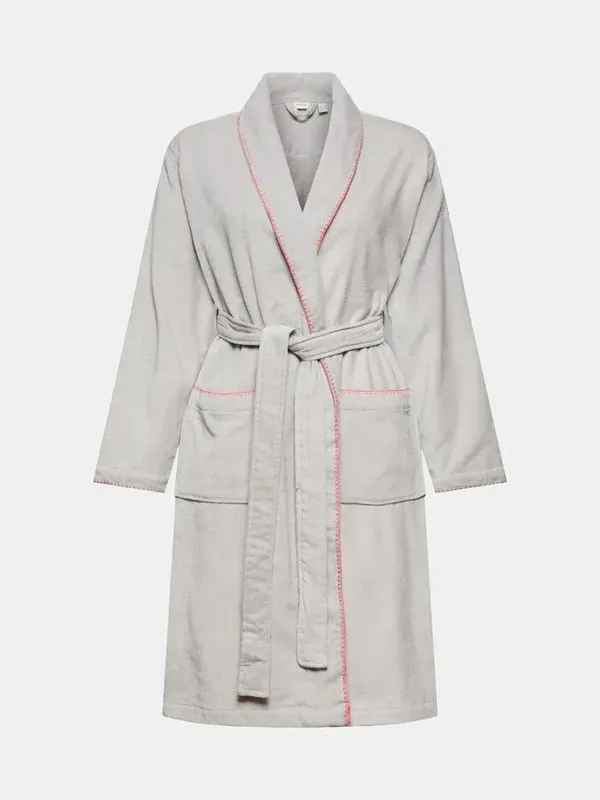 Velour bathrobe with embroidered edges