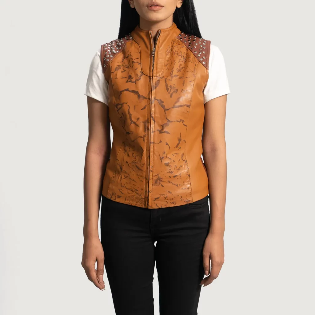 Westina Tan Dye Leather Vest