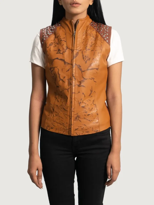 Westina Tan Dye Leather Vest