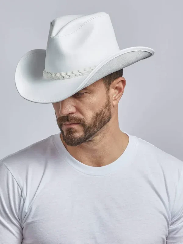 White Leather Cowboy Hat