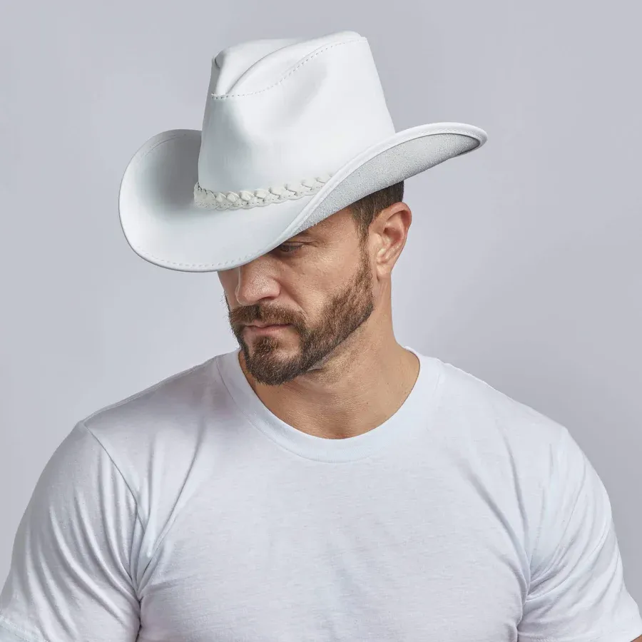 White Leather Cowboy Hat