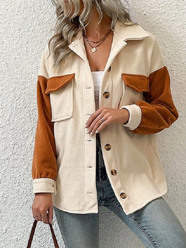 Women's Fleece Off White Cargo Jacket