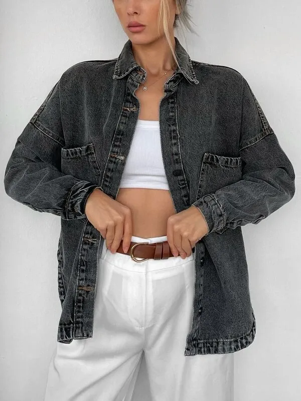 Women's Oversize Ripped Denim Jacket