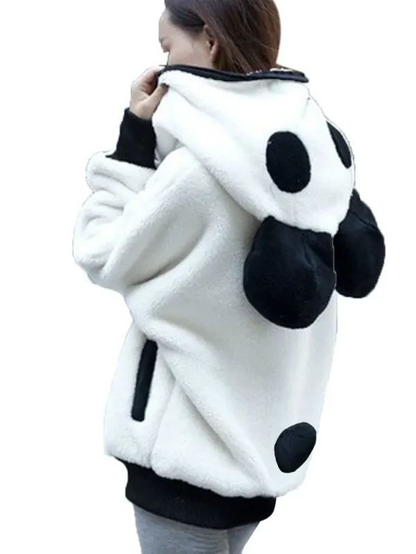 Zip up Panda White Fluffy Hoodie