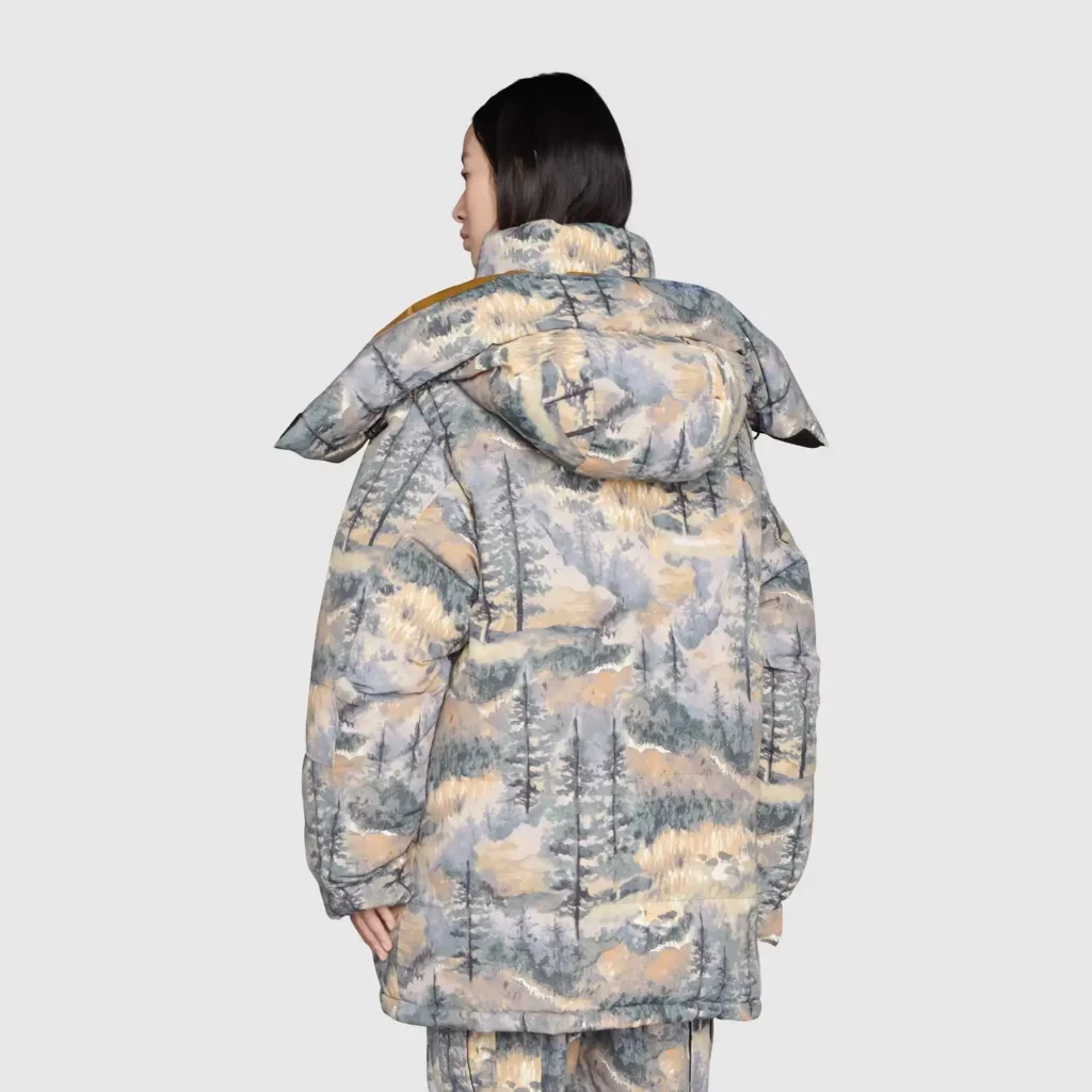 Women's Puffer Printed Jacket With Hood