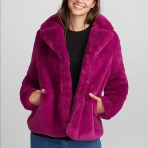 Women's Lets Get Weird Purple Faux Fur Jacket