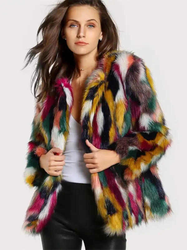 Women's Faux Fur Multi Color Winter Coat