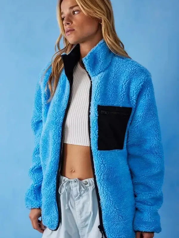 Women's Blue Teddy Fleece Jacket