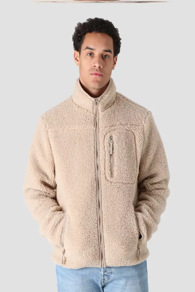 Men's Off White Teddy Fleece Jacket