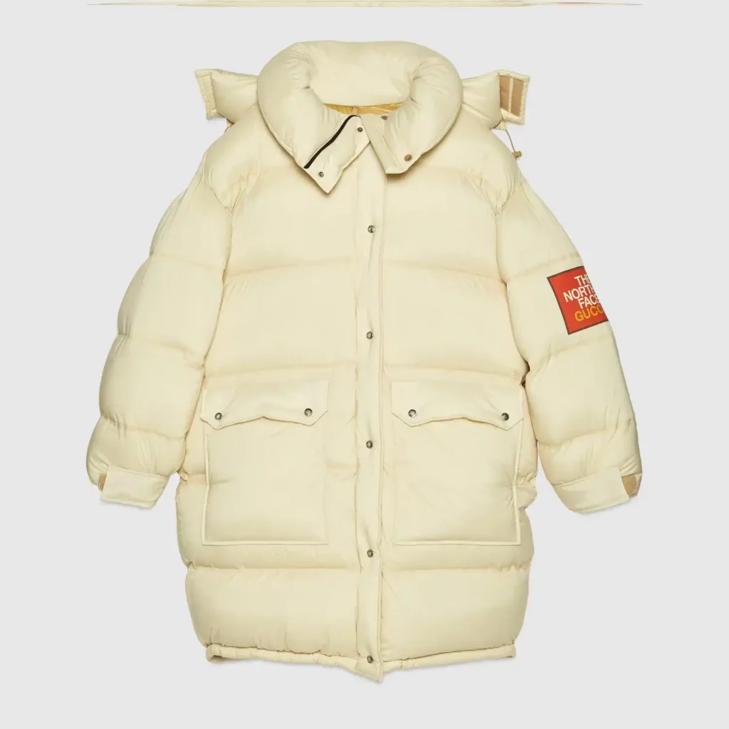 Women's Off White Puffer Jacket With Detachable Hood