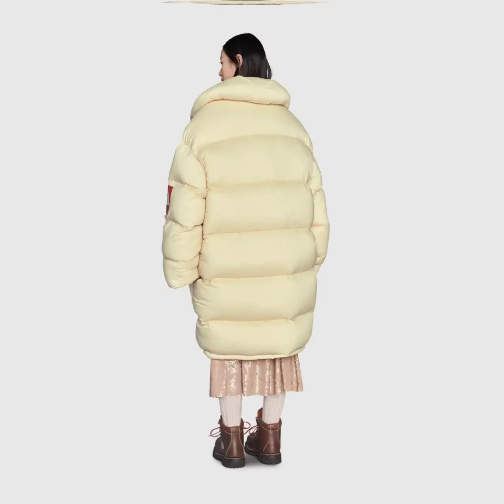 Women's Off White Puffer Jacket With Detachable Hood