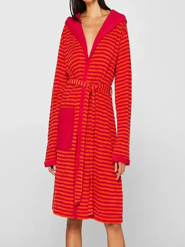 Terry cloth bathrobe with stripes