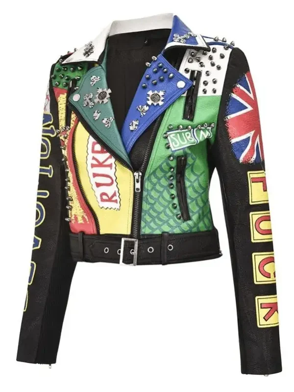 Punk Rivets Leather Jacket For Women's