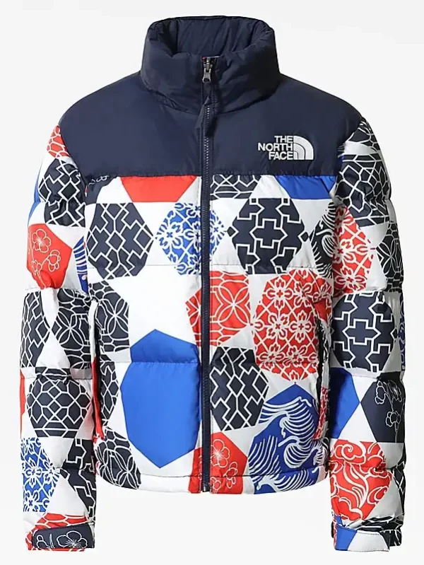 NF Women's Blue Printed Puffer Jacket