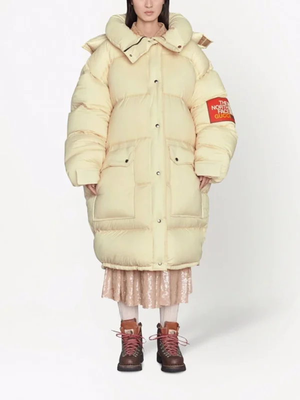 Women's Off-White Puffer Jacket With Detachable Hood