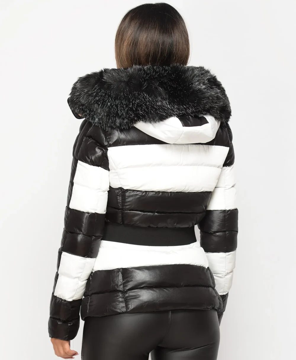 Padded Quilted Black White Puffer Jacket