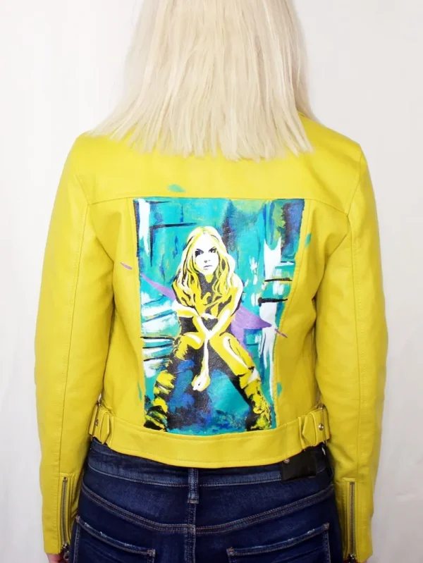 Britney Spears Inspired Yellow Leather Jacket