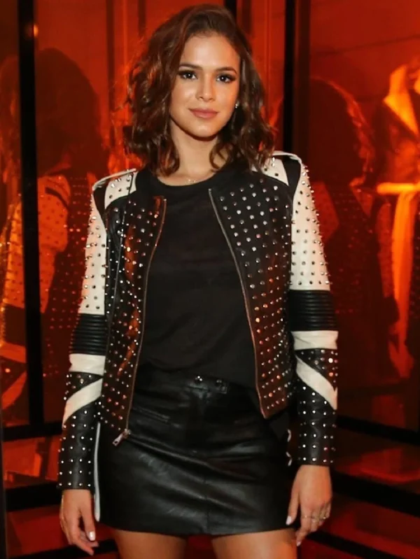 Bruna Marquezine Studded Leather Jacket