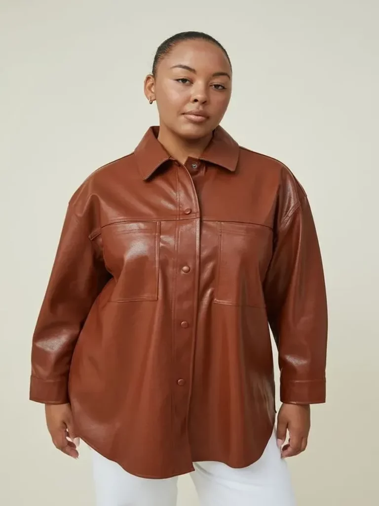 Curve Vegan Leather Shacket