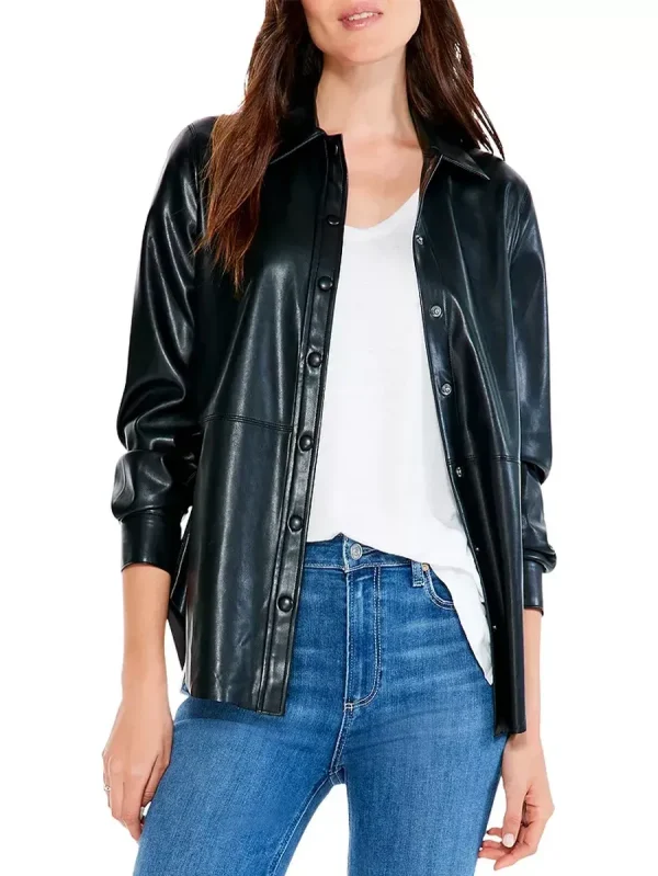 Faux Leather Shirt For Women's