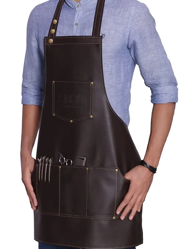 Brown Leather Barber Apron