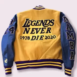 Legend Never Die Yellow Mamba Varsity Jacket