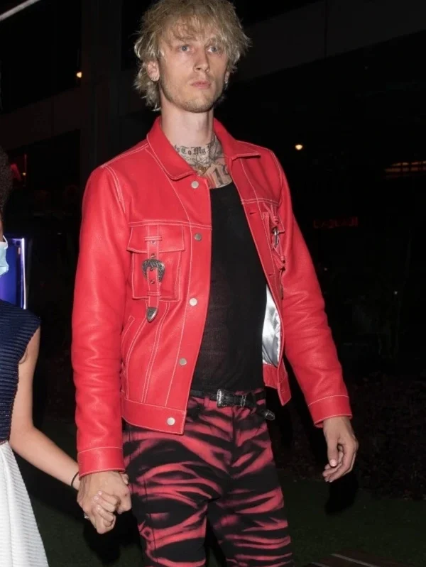 Singer Machine Gun Kelly Red Leather Jacket