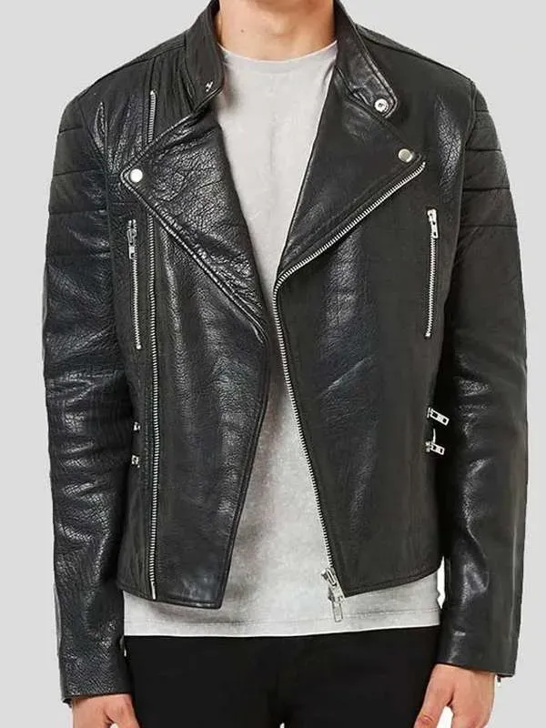 Men Fashion Biker Black Leather Jacket