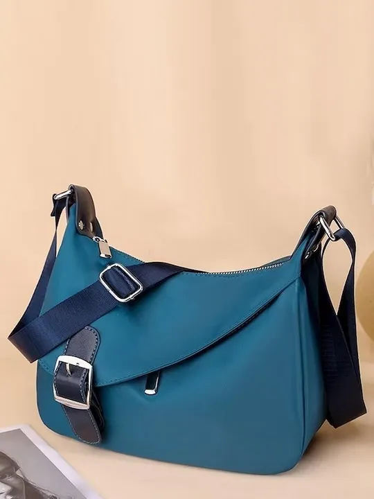 Women Teal Solid Polyester Shoulder Bag