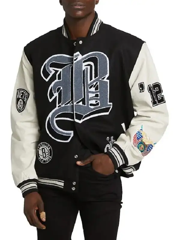 Men's Brooklyn Black Varsity Fashion Jacket