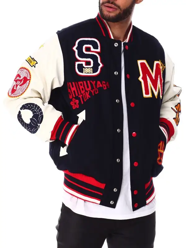 Men's Navy Blue National League Varsity Jacket