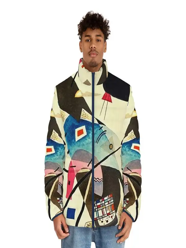 Men's Fashion Abstract Design High Neck Puffer Jacket