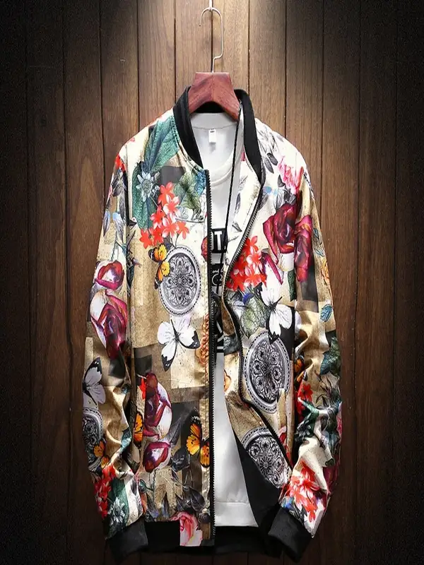 Men's Unique Floral Design Bomber Jacket