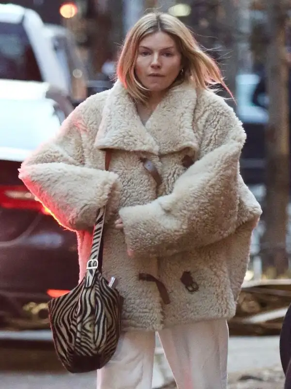 Sienna Miller Faux Fur Off White Jacket