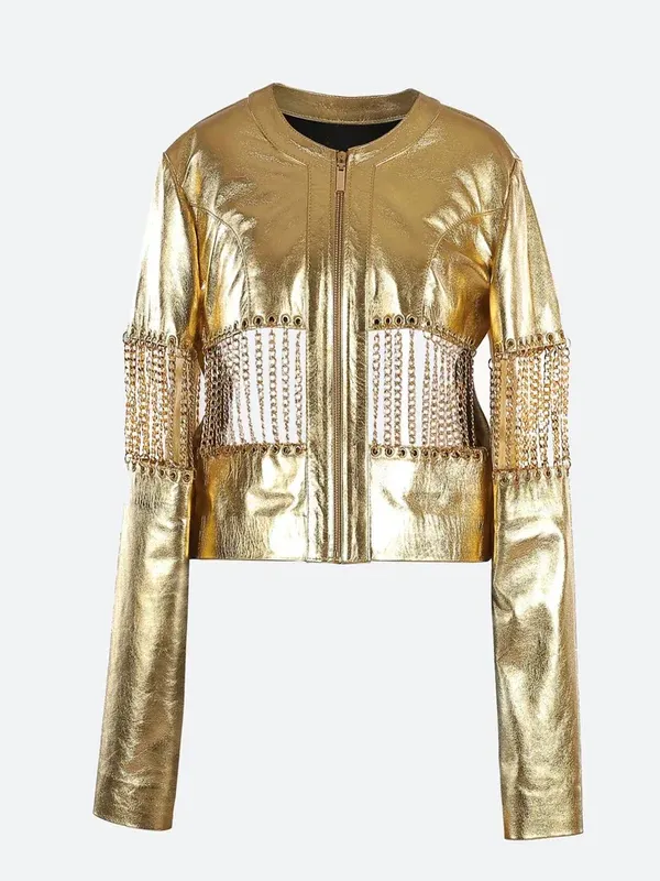 Aria Leather Gold Jacket