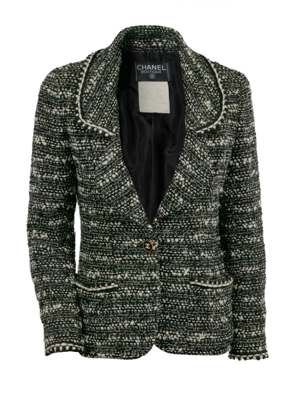 Chanel Black and White Wool Boucle Blazer