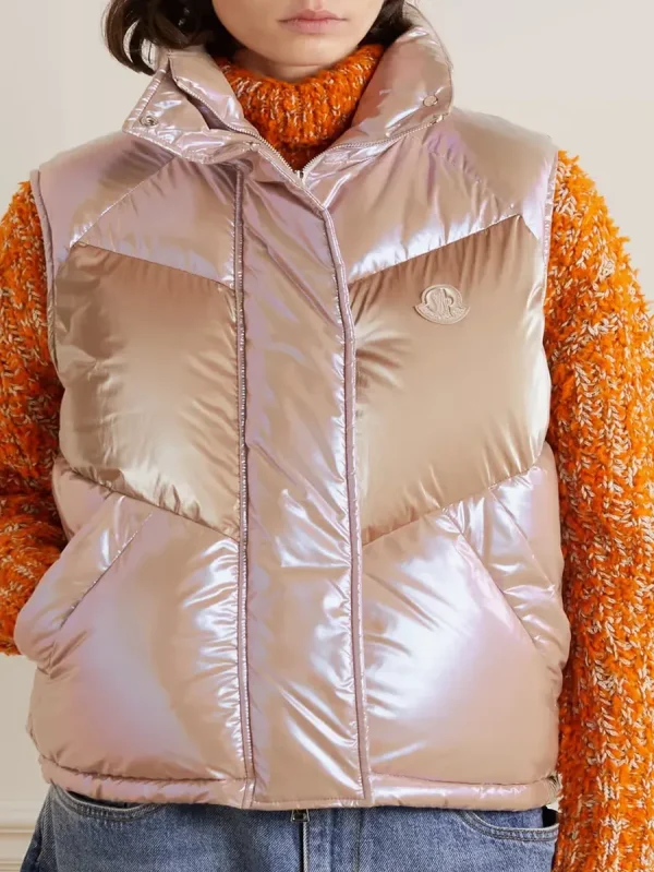 Faucille quilted metallic shell down vest