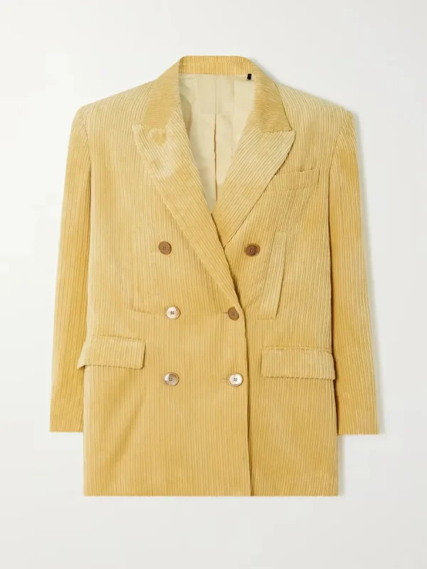 Haneva double-breasted corduroy blazer